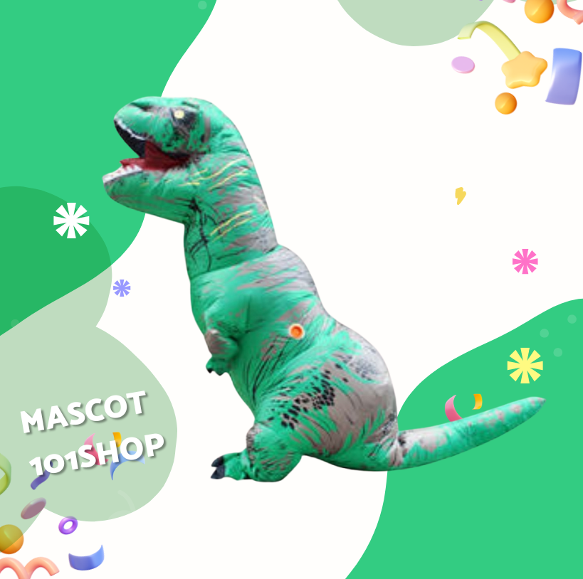 ชุดไดโนเสาร์เป่าลม Trex สีเขียว สำหรับผู้ใหญ่