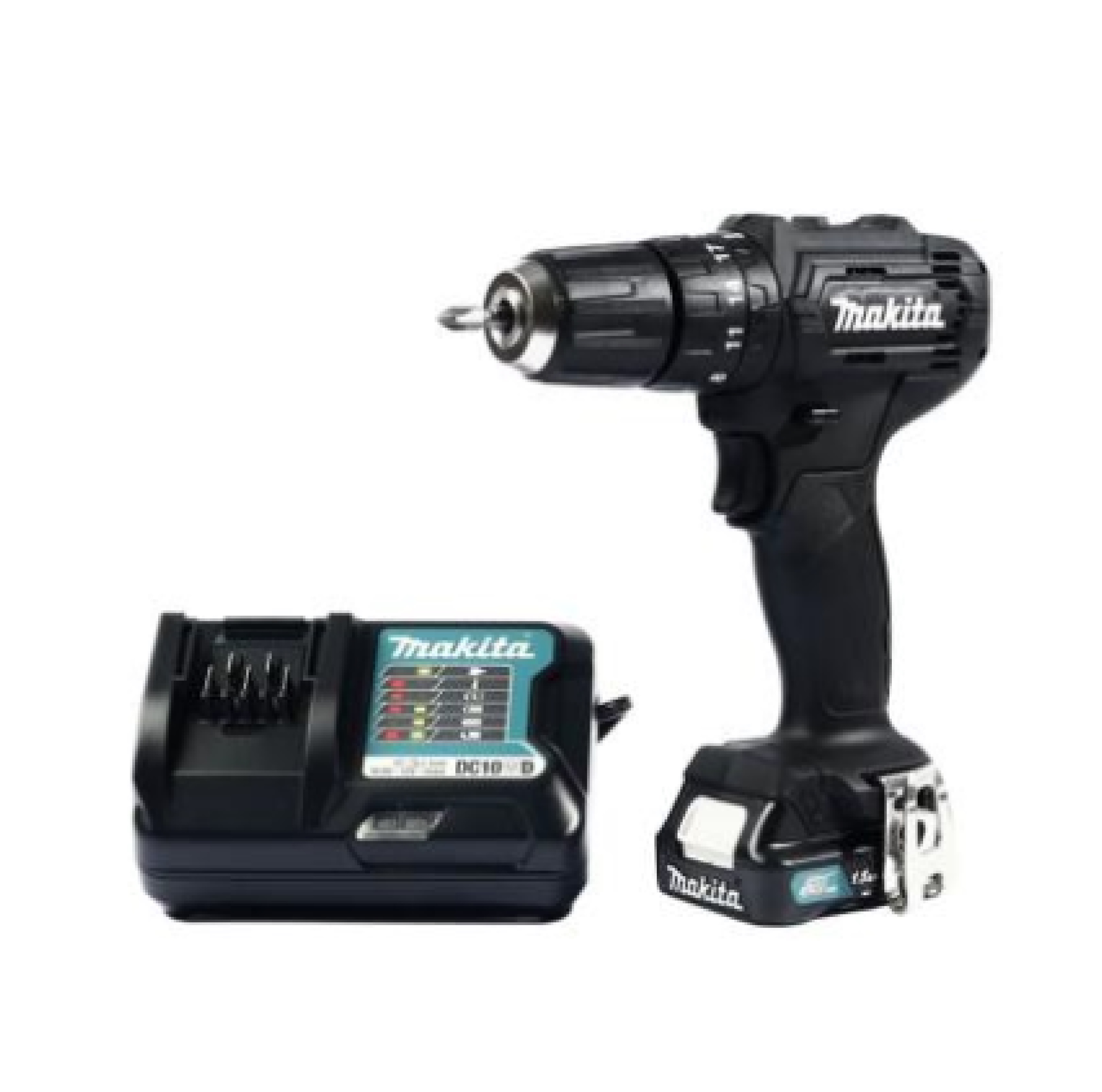 สว่านกระแทกไร้สาย 10 มม. พร้อมแบตเตอรี่ MAKITA รุ่น M011-HP333DYX3B กำลัง 12 โวลต์ 1.5 แอมป์ สีดำ