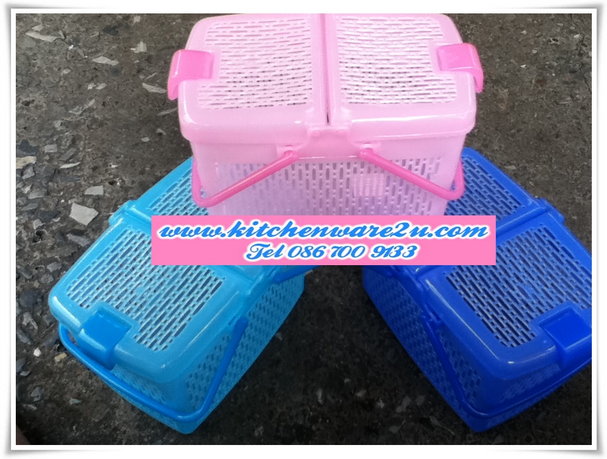 P00117 ตะกร้าลอยฟ้าฝาล๊อค (24*16*15 cm) เกรดเอ No.741 (ราคาส่งต่อ 1 โหล:12 ใบ)