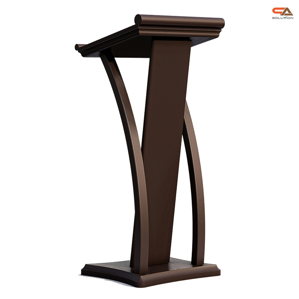 โพเดียมไม้ ขนาดTOP (W) 45 x (L) 50 cm.สูง 120 ซม.ตกแต่งไม้โค้งด้านข้าง สวยคลาสสิค พร้อมจัดส่งทั่วไทย