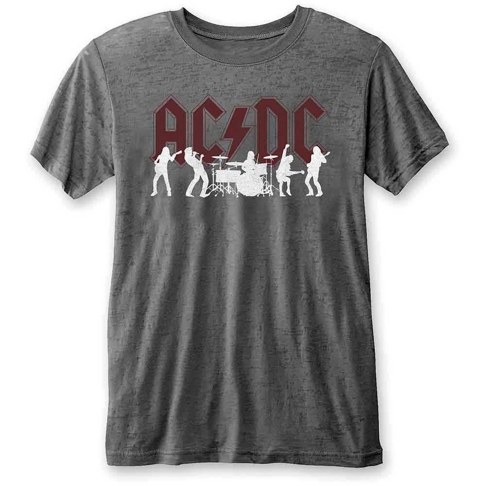 AC/DC Unisex Burnout T-Shirt: Silhouettes CHARCOAL GREY