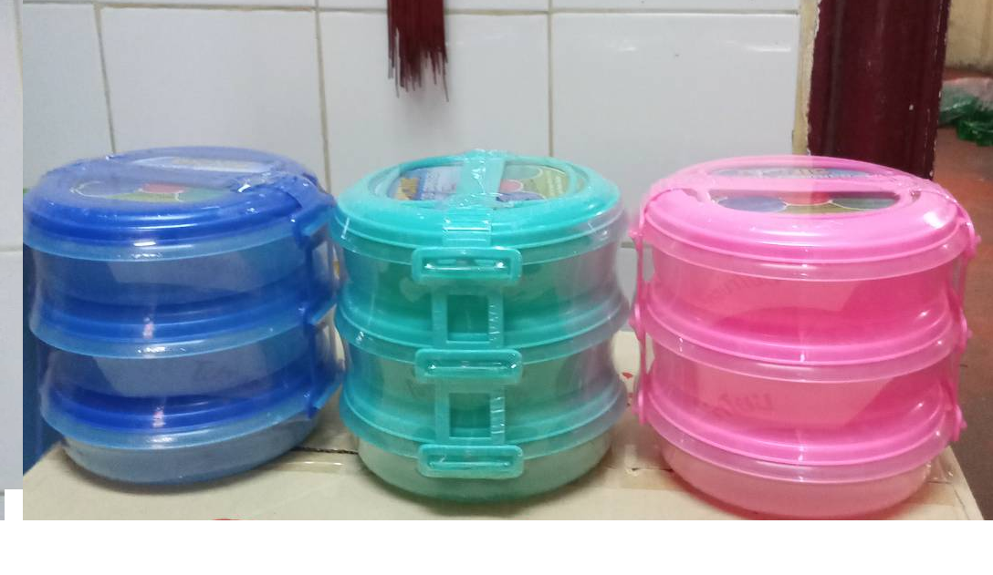 P03478 ปิ่นโตกลมริโอ 3 ชั้น (18 X 18 X 16 ซ.ม.) เกรดเอ ใส่อาหารได้ No.441-3 ราคาต่อ 1 โหล : 12 ชุด:เฉลี่ย 45 บ/ชุด