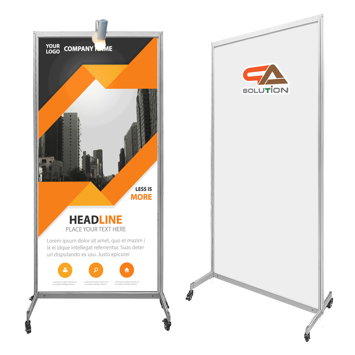 บอร์ดจัดนิทรรศการ แบบตั้งเดี่ยว พร้อมล้อ ขนาด(W)100 x (H)200 ซม.โครงอะลูมิเนียม ถอดประกอบได้ เคลื่อนย้ายสะดวก โชว์งานพิมพ์2ด้าน