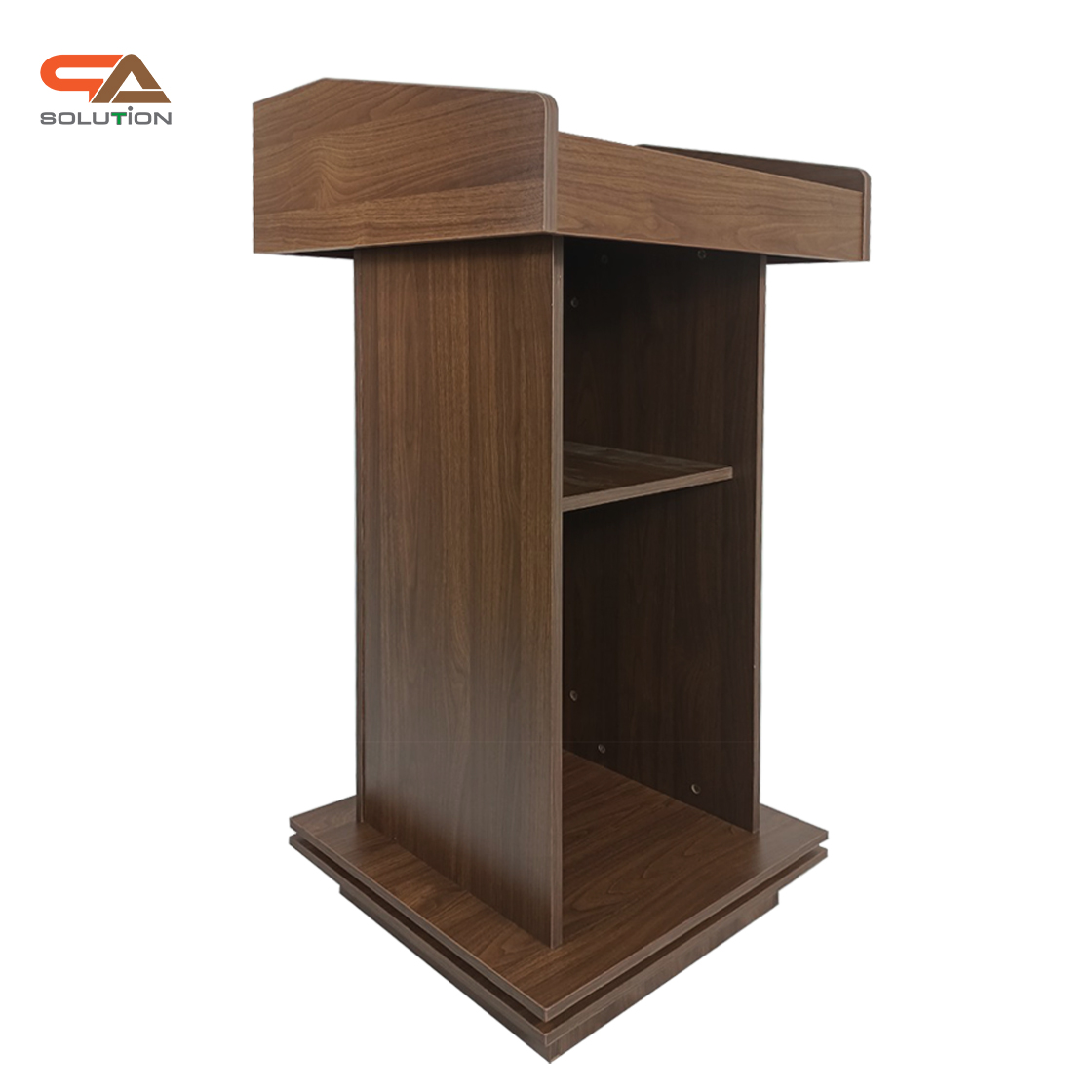 โพเดียมให้เช่า สีโอ๊ค โพเดียมไม้MDF ปิดผิวลายไม้สีบีช ทันสมัย พร้อมบริการรับ-ส่ง กทมฯและปริมณฑล