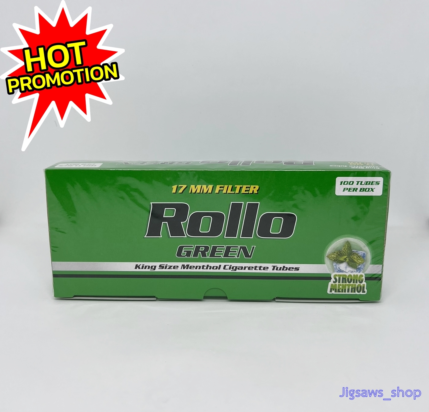 ชุดสุดคุ้ม ก้นกรองเปล่าบุหรี่ มวนเปล่าบุหรี่ สูตรมวนเย็น Rollo GREEN 17 MM FILTER จำนวน 100 มวน+เครื่องอัดบุหรี่ Rollo 1 คละสี 1 เครื่อง ราคาพิเศษ