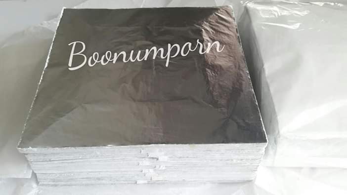 แผ่นเงินเปลวไม่ดำ เงินเปลววิทยาศาสตร์ ขนาด 16×16 ซม. แพ็ค