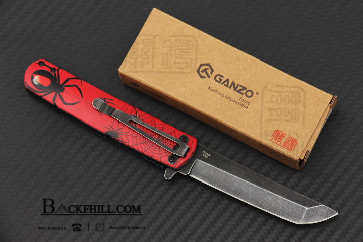 มีดพับGanzo รุ่น G626 - RD ด้ามสีแดง ใบมีดหัวตัด TANTO 440 Steel / ของแท้ 100%