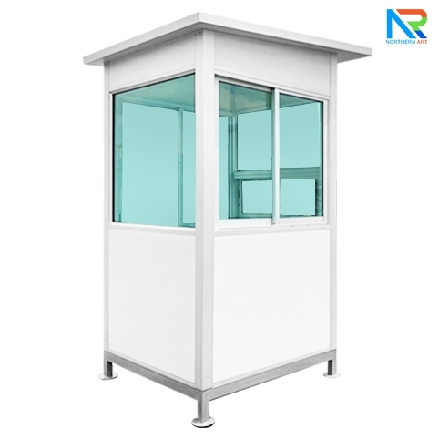 ป้อมยามสำเร็จรูป รุ่น ISOWALL ขนาด 1.20x1.20 ม.โครงสร้างเหล็ก ผนังISOWALL หนา 50 มม.กรอบประตู-หน้าต่าง อะลูมิเนียมสีเงิน