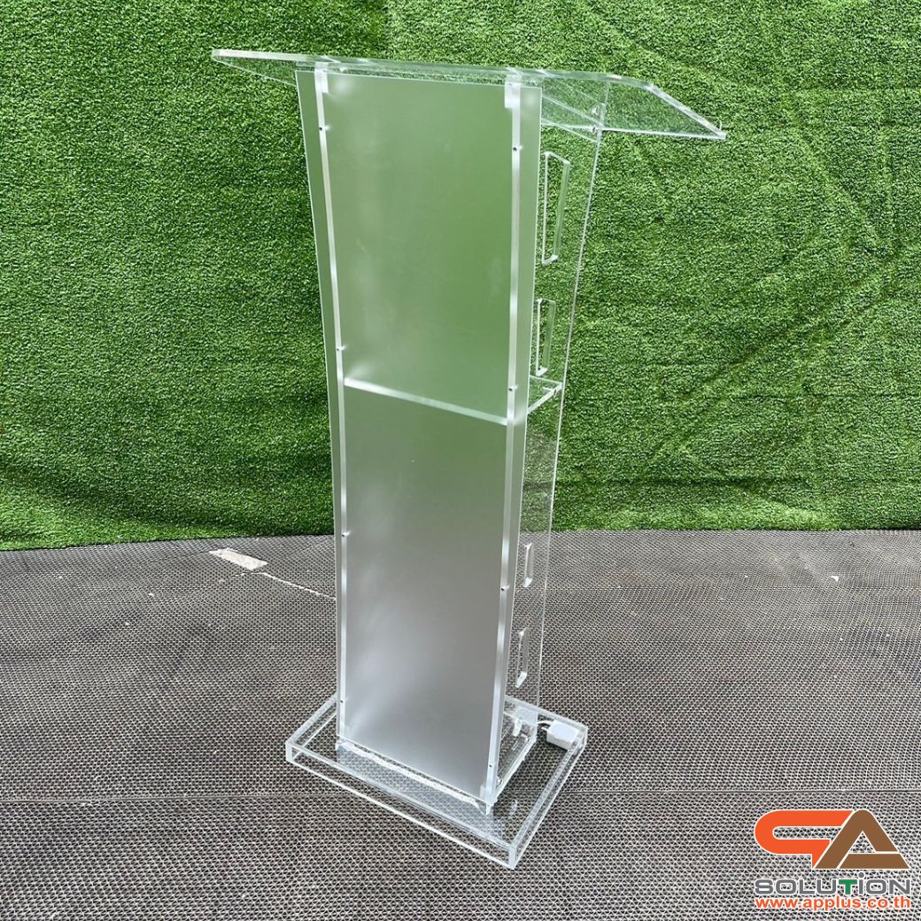 โพเดียมอะคริลิค เรืองแสงLED เปลี่ยนสีได้ พร้อมรีโมท TOP เอียงพร้อมกันตก ขนาด(W)60 x (L)40 x (H)114 cm.