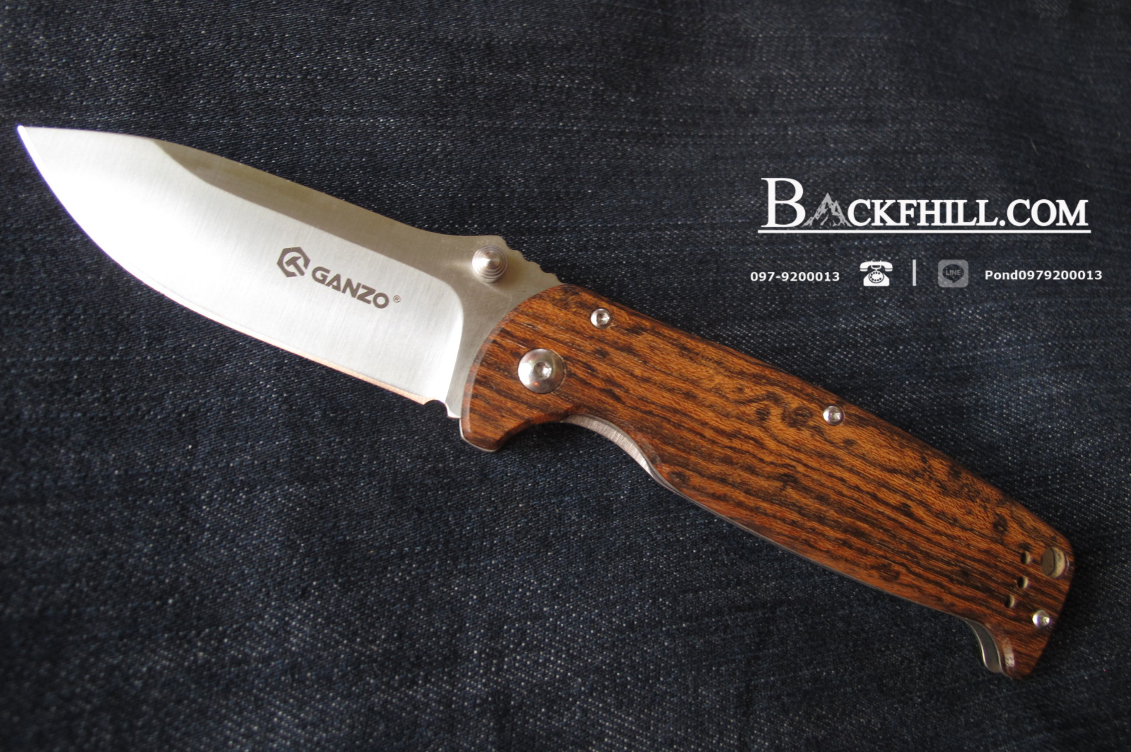 มีด Ganzo G742-1-WD1-ด้ามจับลายไม้ convenient folding knife.