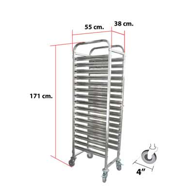 GN-Pan Tray Rack Trolley for Hotels and Hospitals | 1/1 GN Trolley 16 tiers