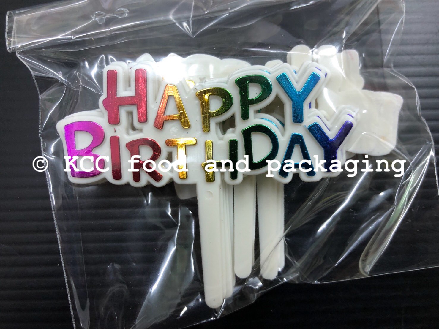ป้าย Happy Birthday สีขาวรุ้ง