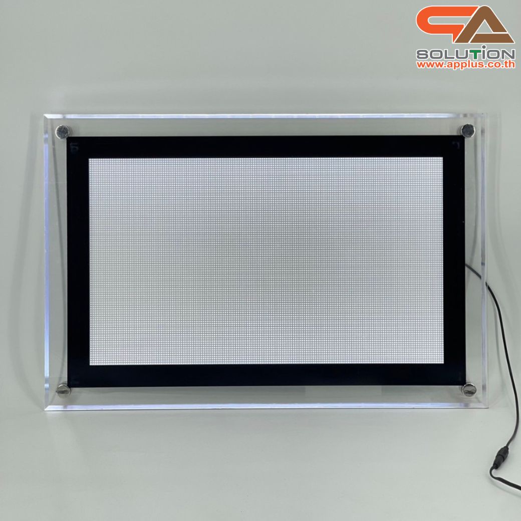 CLEARANCE SALE! กรอบป้ายไฟ LED รุ่น Crystal กรอบใสเรืองแสง พร้อมหมุดสแตนเลส ขนาด (W)40 x (L)60 cm.