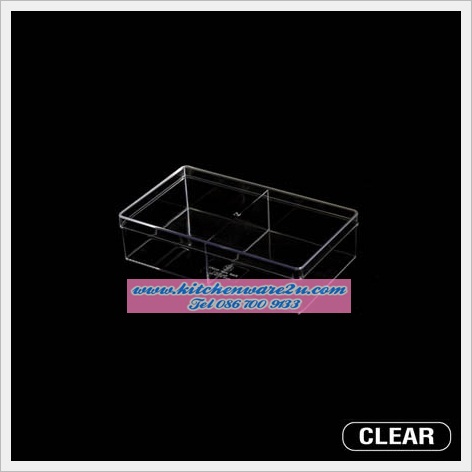 P06598 กล่องเหลี่ยมใส แบ่ง 2 ช่อง (13 x 23 x 5.9 cm) No.6232 (ราคาส่งต่อ 1 โหล: 12 ใบ:เฉลี่ย 65 บ/ใบ)