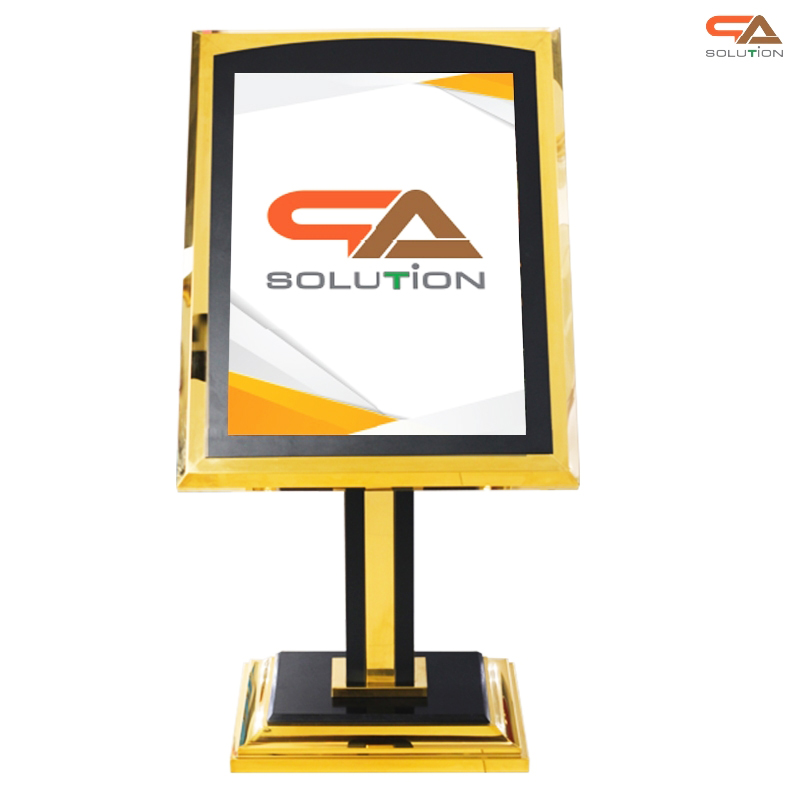 เช่าโปสเตอร์สแตนสีทอง ขนาด A1 โชว์งานพิมพ์ 1 ด้าน ฐานเสริมหิน มั่นคง