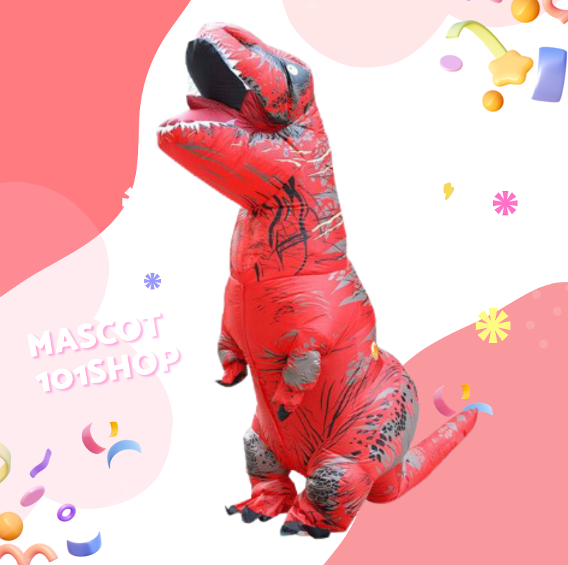 ชุดไดโนเสาร์เป่าลม T-Rex สีแดง