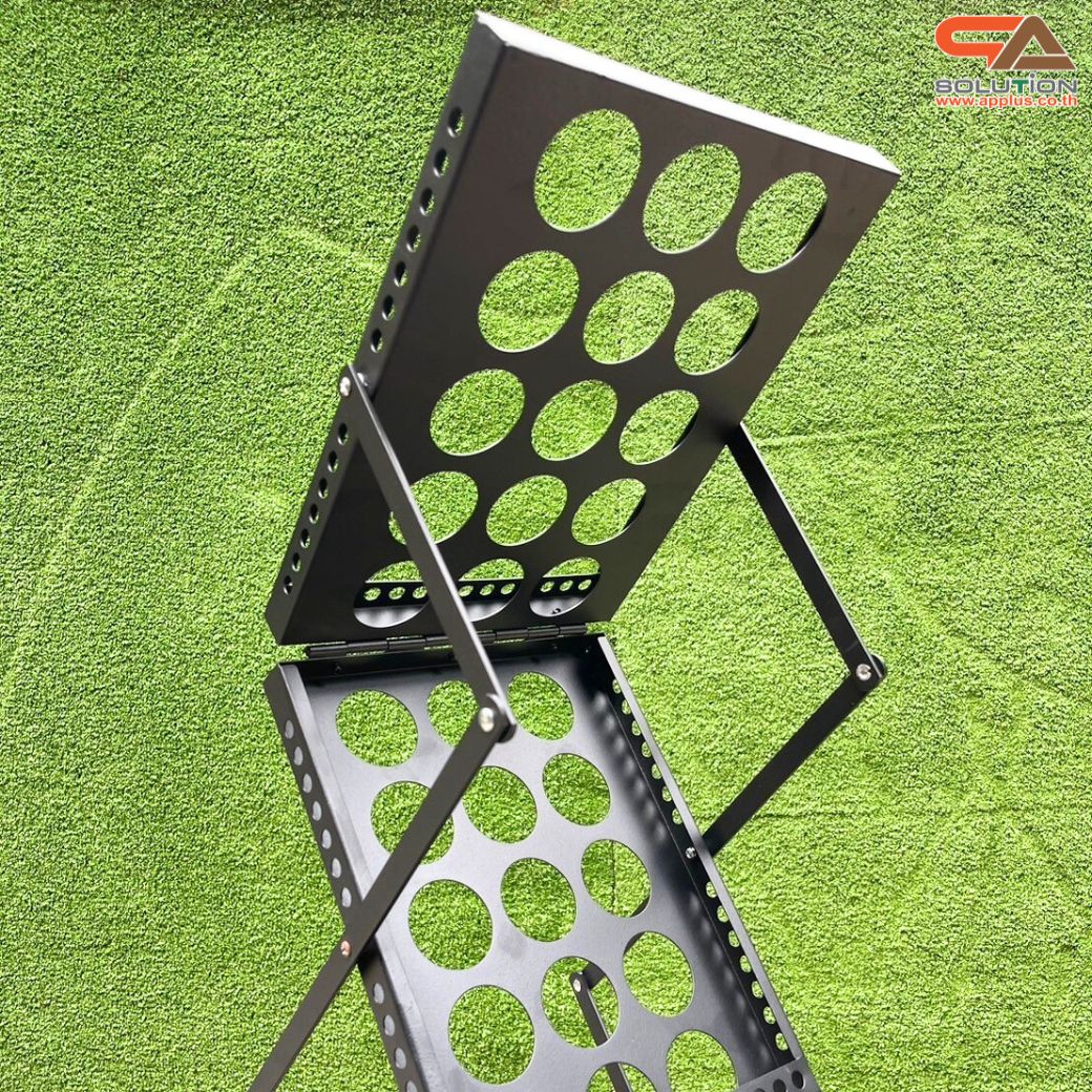 ชั้นวางโบรชัวร์เหล็ก สีดำ รุ่นพับได้ 2 ด้าน ขนาด A4 พับเก็บได้ เคลื่อนย้ายสะดวก พร้อมกระเป๋า 1 ใบ