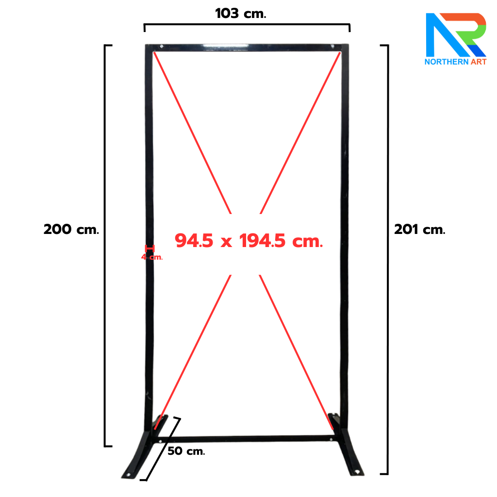 บอร์ดนิทรรศการ แบบตั้งคู่ ขนาด (W)100 x (H)200 cm. พร้อมขาตั้ง โครงอะลูมิเนียม สีดำ ถอดประกอบได้