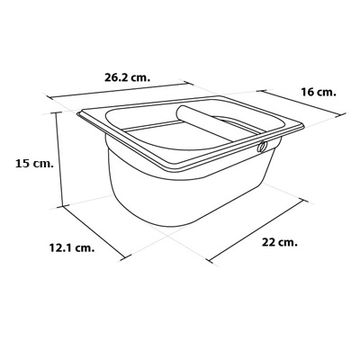อ่างเคาะกากกาแฟ ที่เคาะกกกาแฟ สี่เหลี่ยมผืนผ้า 15 ซม.