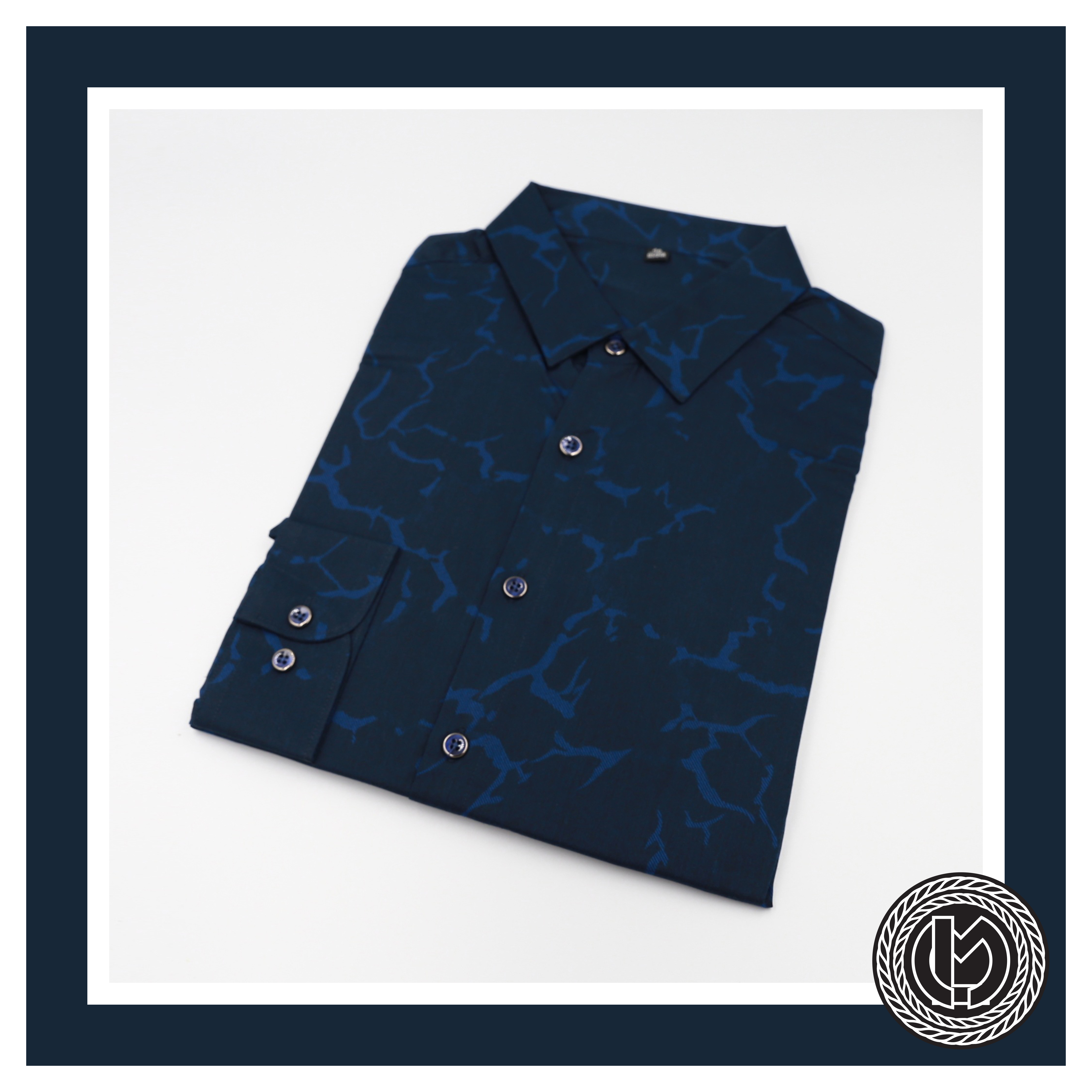 Blue Navy Patterned Shirt