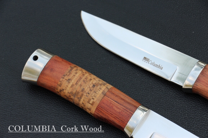 มีดใบตาย COLUMBIA CORK WOOD. ด้ามไม้ครอบสแตนเลสปัดเงา ด้ามไม้ก๊อก ขนาด 11 นิ้ว