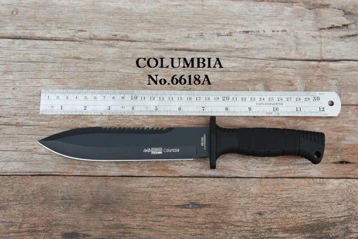 มีดใบตาย COLUMBIA รุ่น 6618A ใบมีดรมดำ พร้อมซองไนลอน