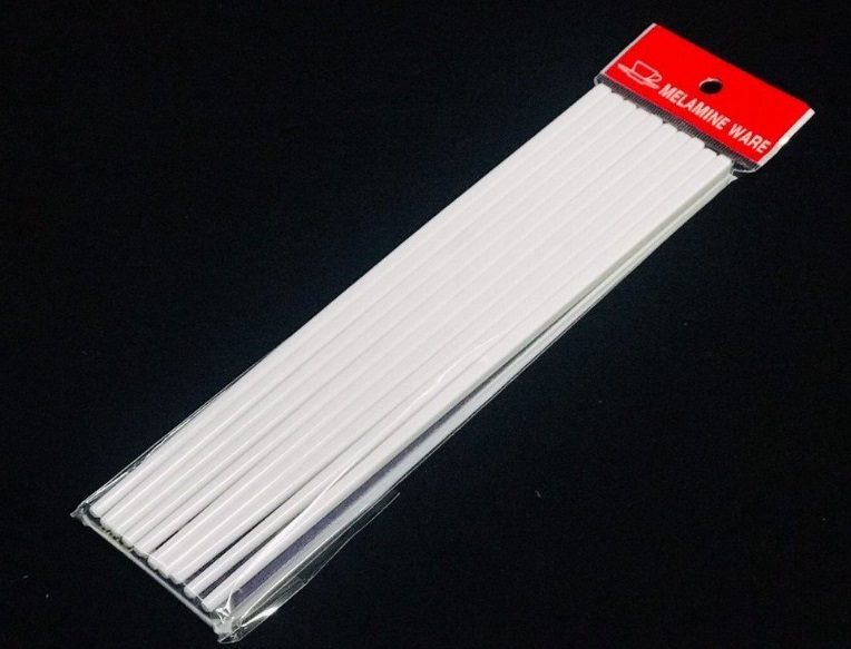 P07434 ตะเกียบ ยาว 9.5 นิ้ว สีขาว แพค 10 คู่ เมลามีนแท้ สีพื้น Melamine ware เครือซูปเปอร์แวร์ (ราคาส่งต่อ 12 แพค : 90 บ.แพค)