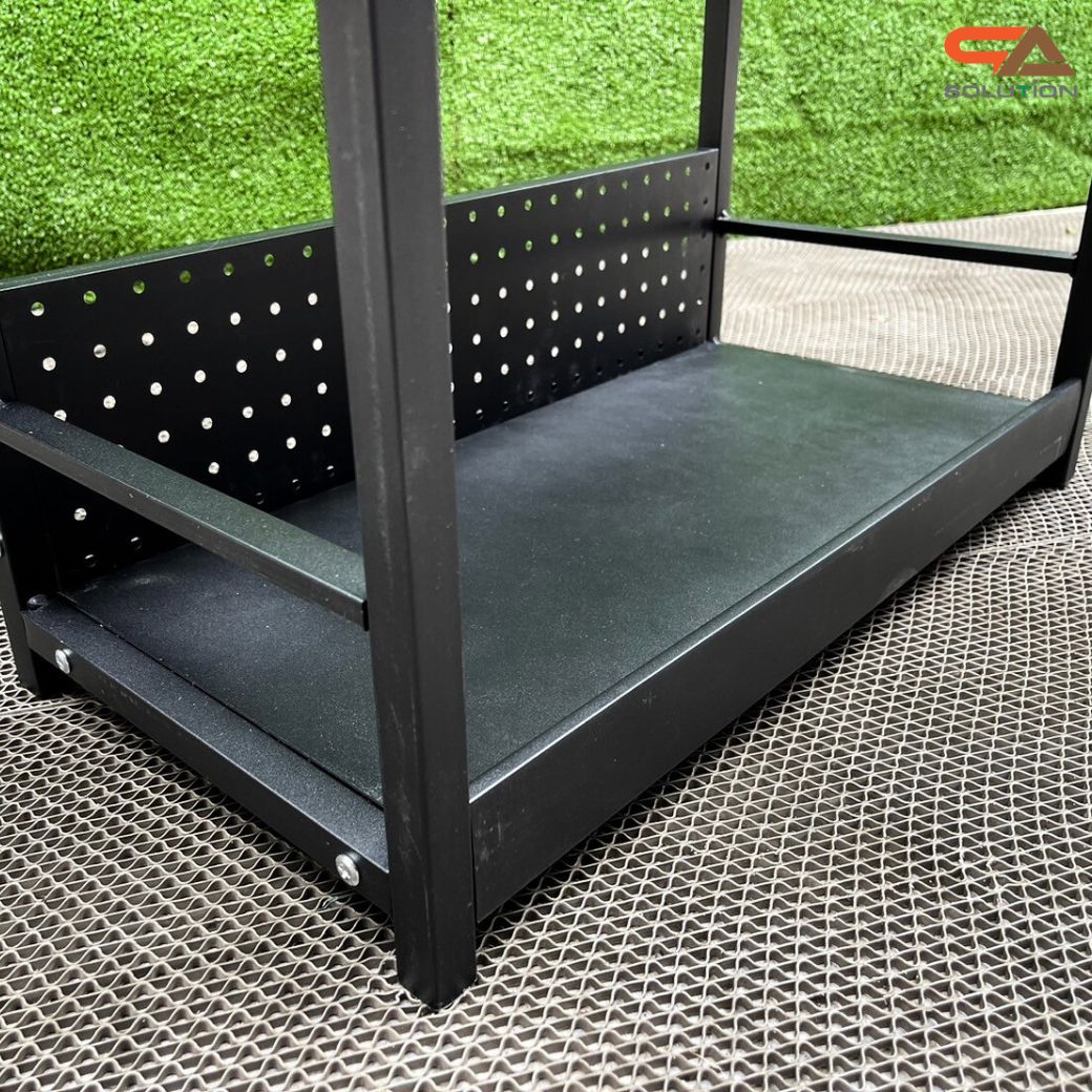 ชั้นวางสินค้าเหล็ก 3 ชั้น สีดำ ขนาด (W)60 x (D)30 x (H)150 ซม. ถอดประกอบได้