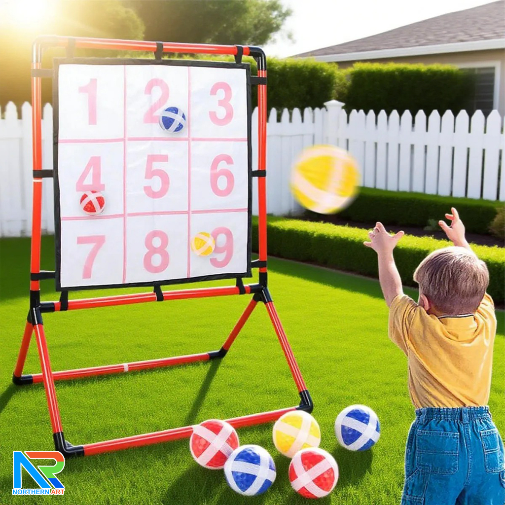 เกมส์ปาบอล 2-in-1 (W)68 x (H)95 cm. พร้อมลูกบอล 12 ลูก ถอดประกอบได้ เคลื่อนย้ายสะดวก
