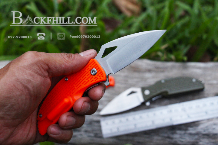 มีดพับจุดไฟยามฉุกเฉิน Folding Knife, Fire Starter Survival.ด้ามส้ม