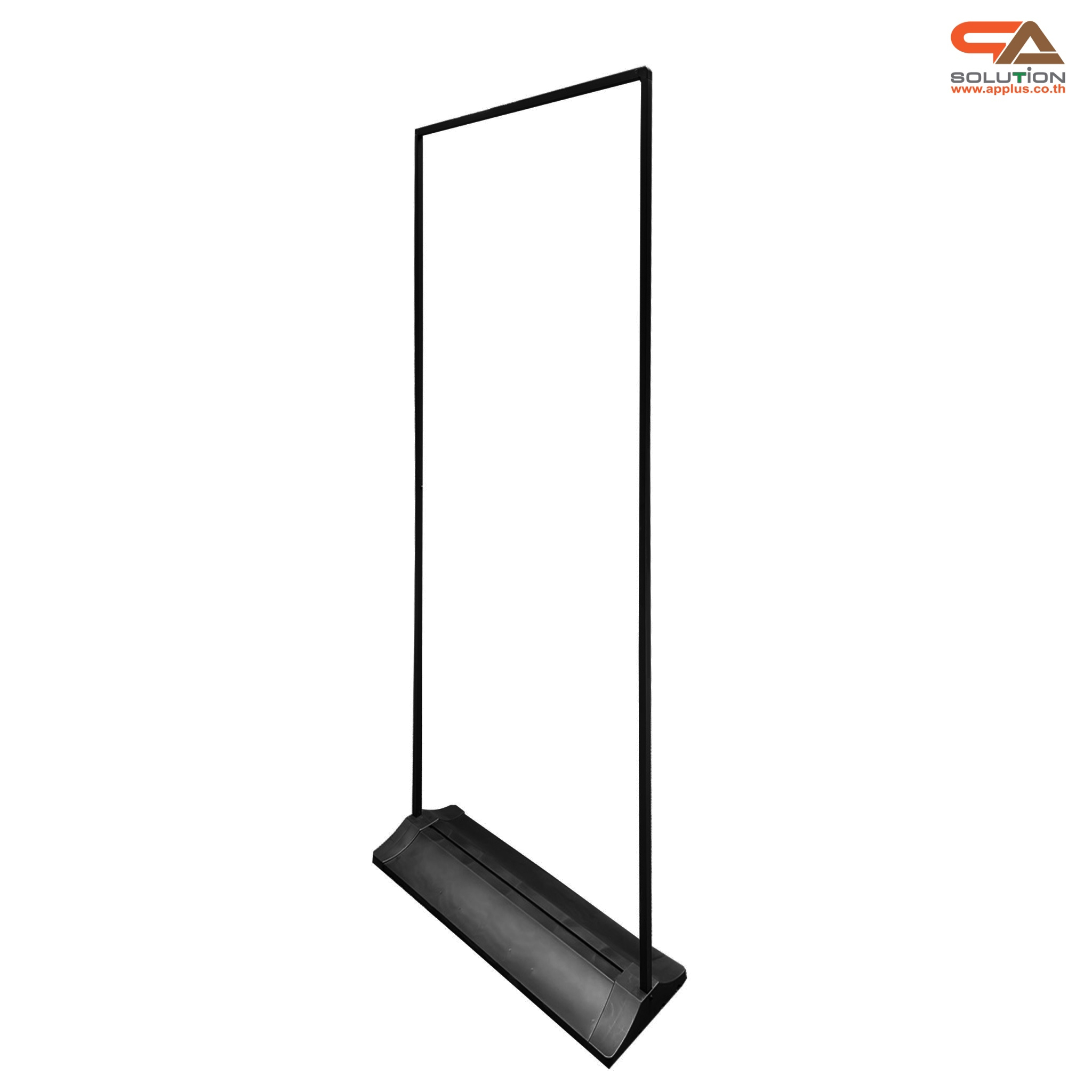 ป้ายตั้งพื้น รุ่นแขวน ฐานพลาสติกขึ้นรูป ขนาด 60x160 ซม. โครงเหล็กสีดำพร้อมขอแขวน 4 มุม ถอดประกอบได้ เคลื่อนย้ายสะดวก