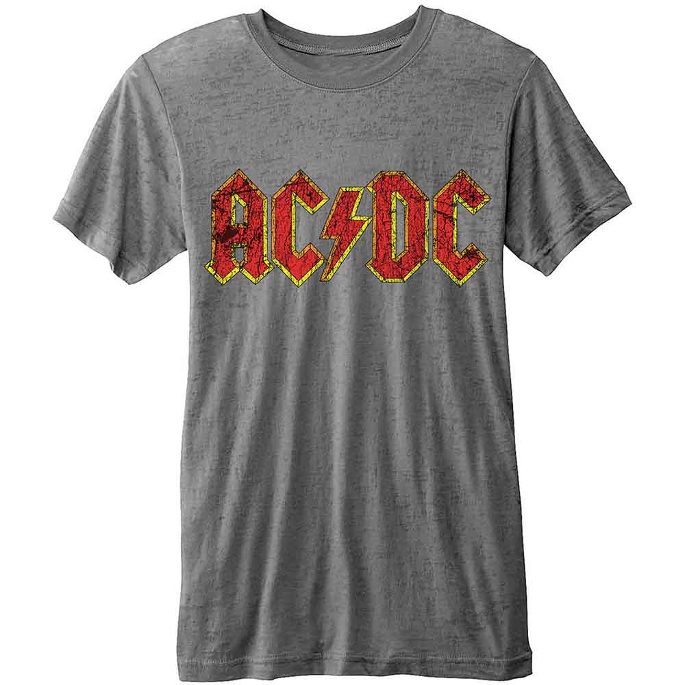 AC/DC Unisex Burnout T-Shirt: Classic Logo CHARCOAL GREY