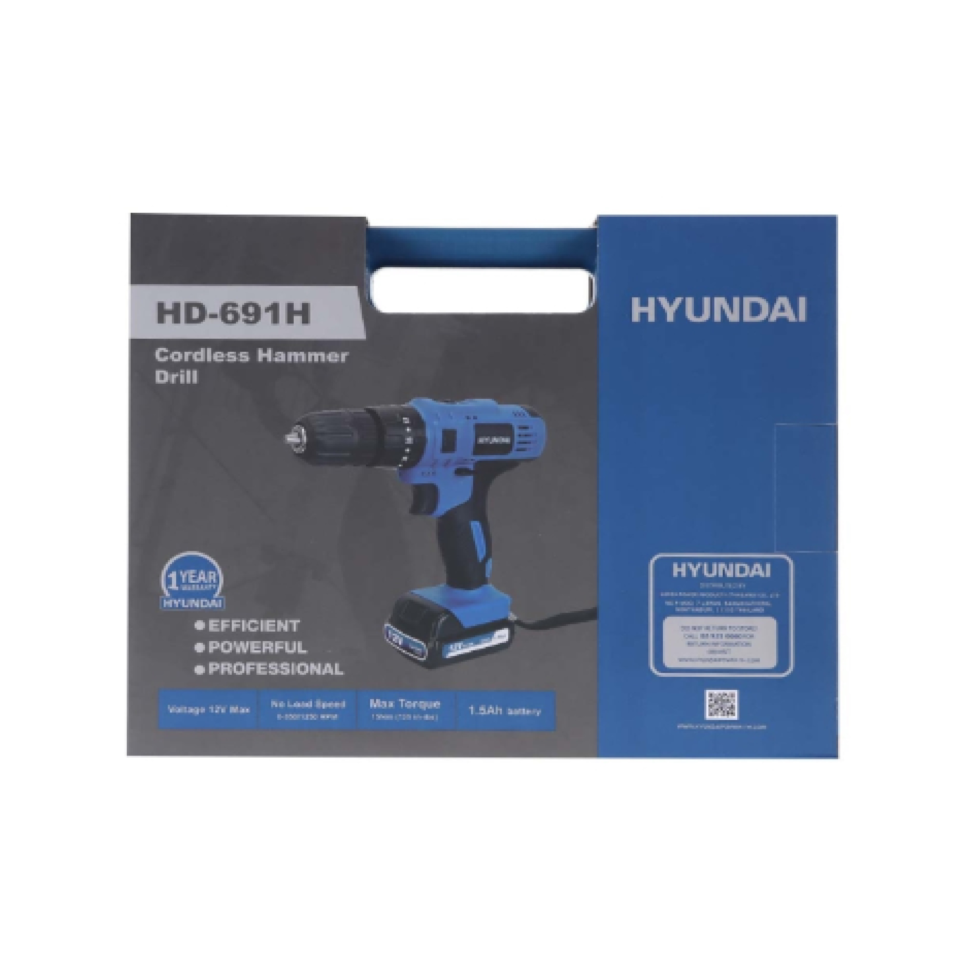 HYUNDAI สว่านกระแทกไร้สาย 1/2 นิ้ว 12 โวลต์ รุ่น HD-691