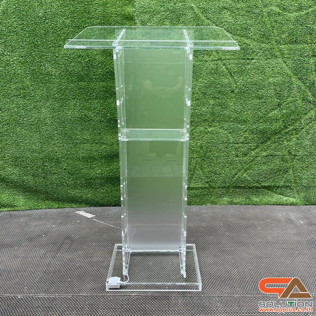 โพเดียมอะคริลิค เรืองแสงLED เปลี่ยนสีได้ พร้อมรีโมท TOP เอียงพร้อมกันตก ขนาด(W)60 x (L)40 x (H)114 cm.