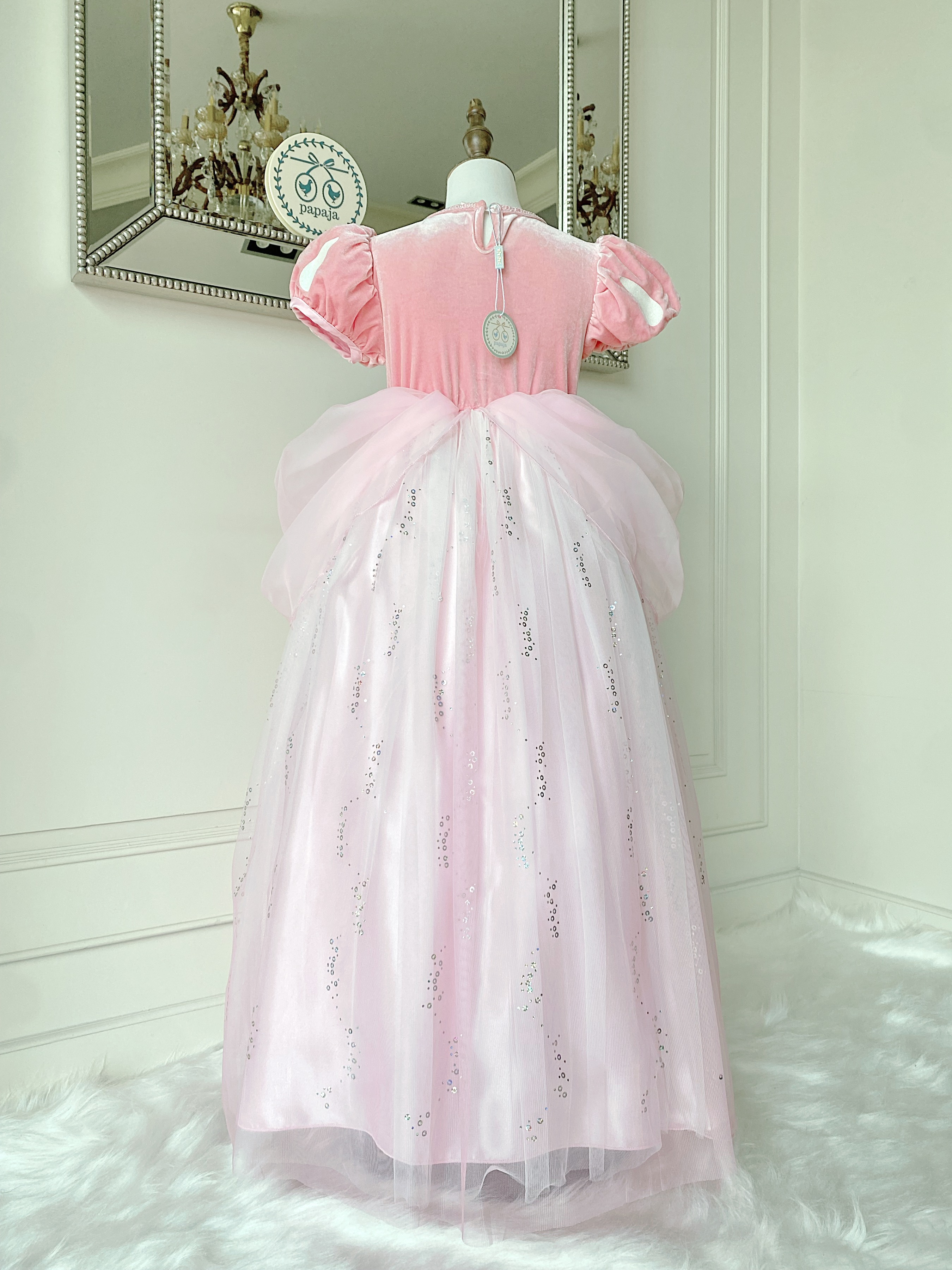 ชุดเจ้าหญิงแอเรียลสีชมพู รุ่นกระโปรงบาน (ไม่รวมปลอกแขน)