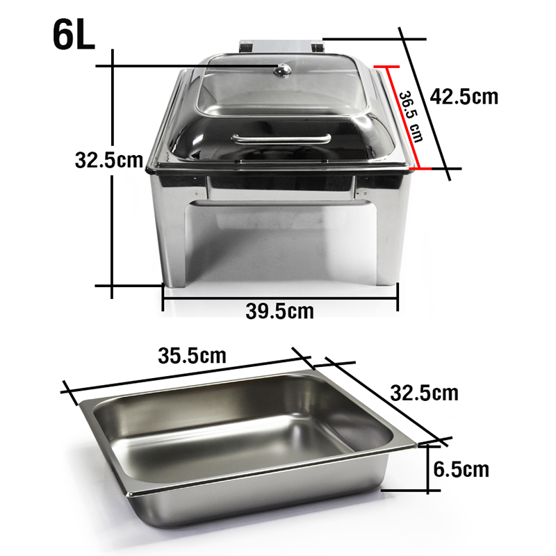 หม้ออุ่นอาหาร 6 ลิตร ทรงเหลื่ยม ฝากระจก