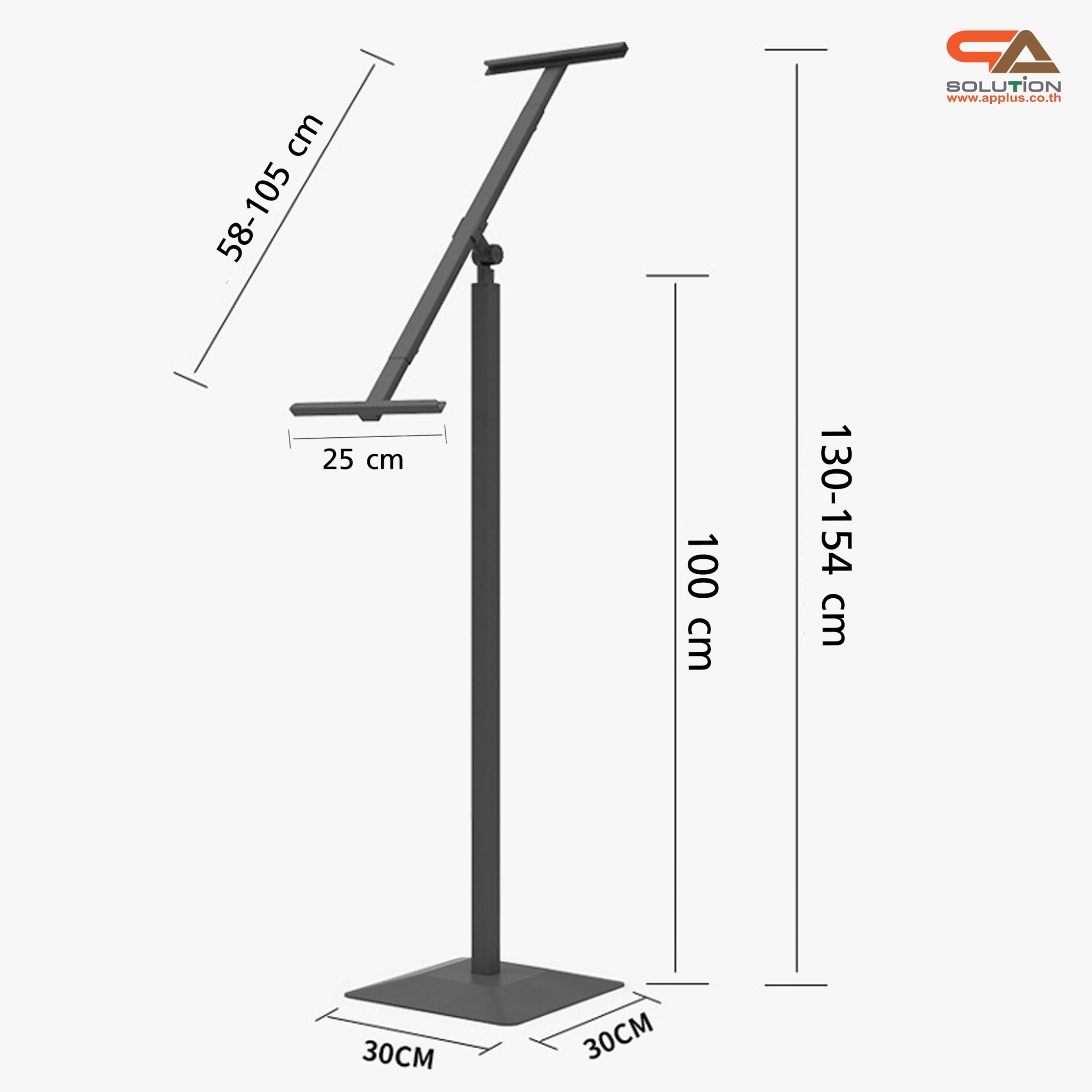 ขาตั้งโปสเตอร์เหล็ก แบบเอียง ฐานพลาสติก-ขึ้นรูป เสริมแผ่นยางถ่วงน้ำหนัก โชว์งานพิมพ์ 1 ด้าน ปรับระดับ-ปรับเอนได้ ถอดประกอบเคลื่อนย้ายสะดวก