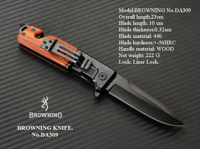 มีดพับ BROWNING DA309 Stainless Steel มีดSurvival Knife ด้ามไม้