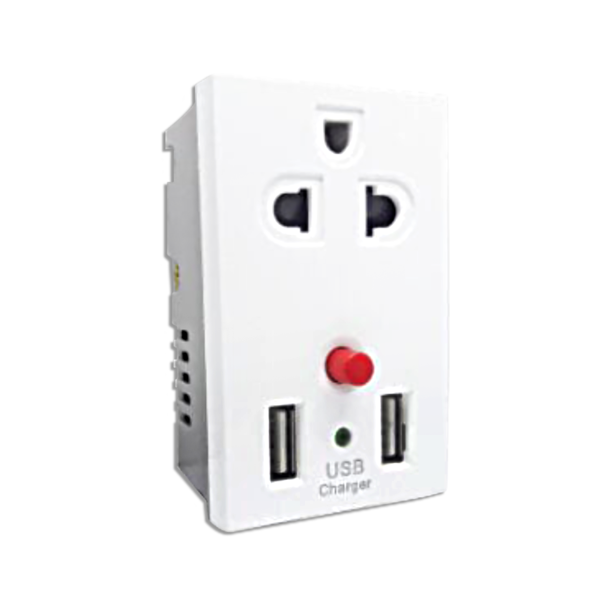 NANO เต้ารับเดี่ยวมีกราวน์ และม่านนิรภัย + USB 2.1A 5V ขนาด 2 ช่อง Urban series สีขาว รุ่น UR-P603UW