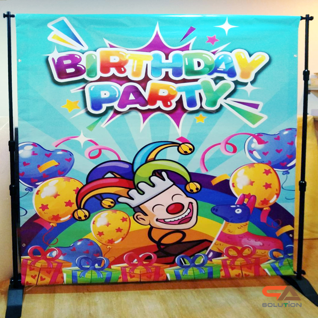 เช่าขาตั้งป้ายไวนิล ฉาก ขนาด W(80-300) x H(140-240) ซม.(ปรับขนาดได้) โครงเหล็กแข็งแรง ถอดประกอบได้ เคลื่อนย้ายสะดวก