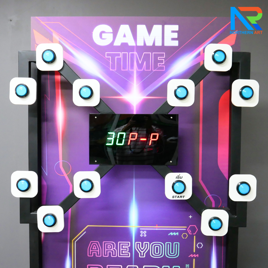 เกมส์กดปุ่มไฟฟ้า ขนาด (W)134 x (D)60 x (H)197 cm. พร้อมจอแสดงผล LED นับคะแนน