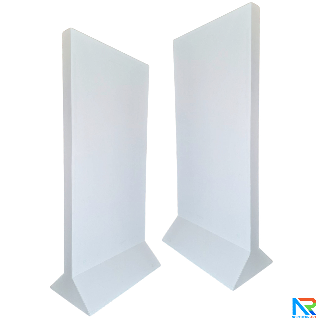 บอร์ดนิทรรศการ ฐาน 3 เหลี่ยม สีขาว 2 หน้า (W)100x(D)49x(H)200 cm.
