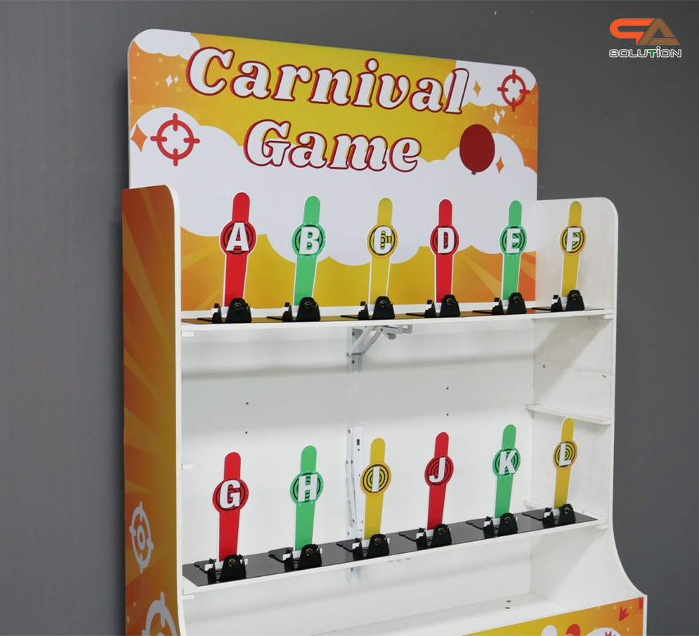 เกมส์ CARNIVAL GAME ยิงเป้าเหล็กแท่ง ขนาด (W) 90 x (L)50 x (H)176 cm. พร้อมเป้าเหล็ก 12 อัน ปืนกระสุนโฟม 2 ชุด