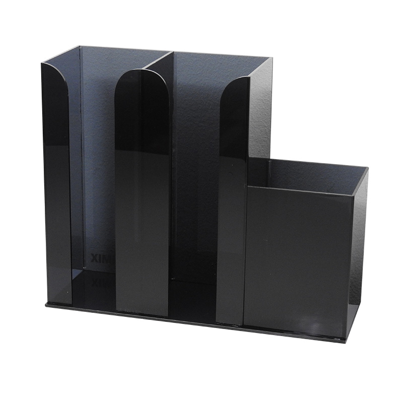 2 compartments for coffee cups and 1 holder for tubes, 2 half acrylic boxes,