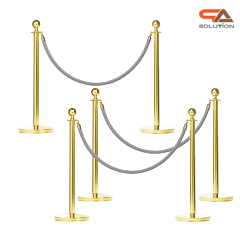 เช่าเสากั้นบริเขต สแตนเลสหัวกลมสีทอง พร้อมสายผ้าคล้อง สีแดง ดำ เทา เหลือง เขียว น้ำเงิน ม่วง ชมพู ขาว ส้ม ( ราคาต่อเสา )