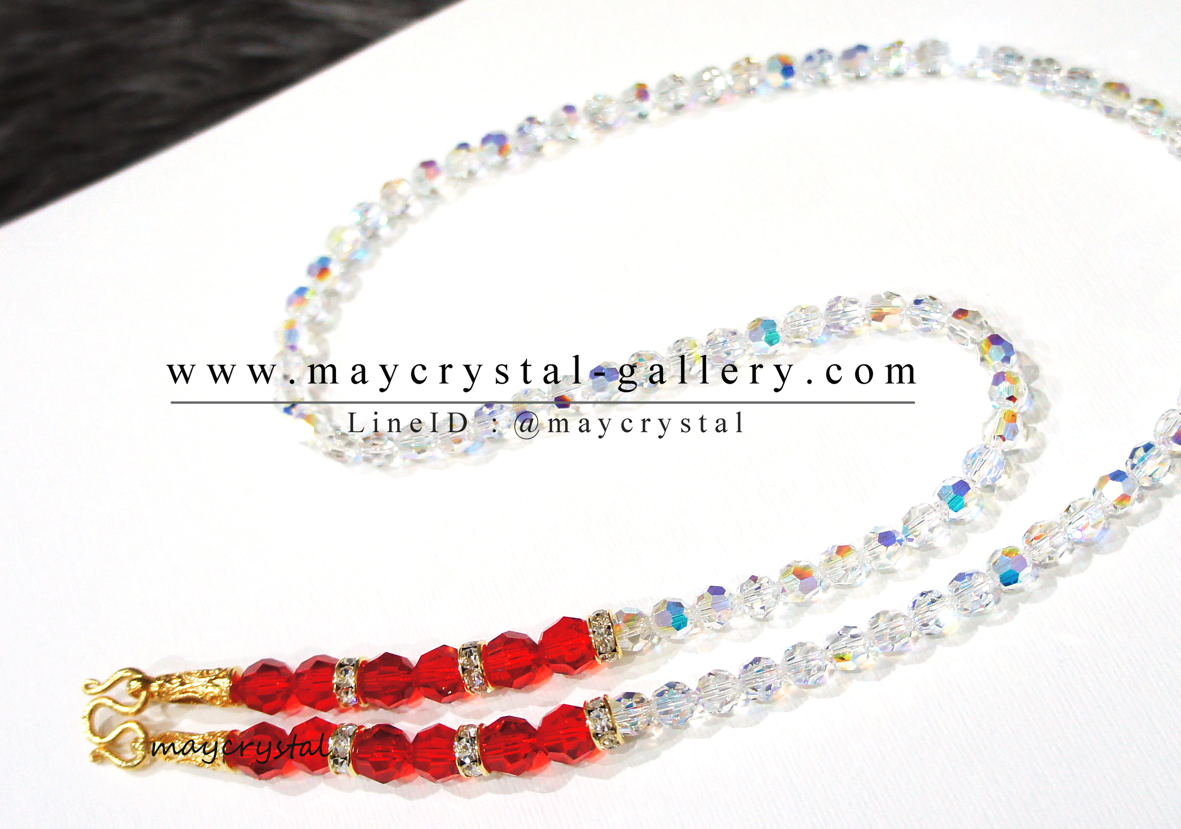 สร้อยคอคล้องพระ คริสตัลแท้จากยุโรป (Embellished with Crystals from Austria)