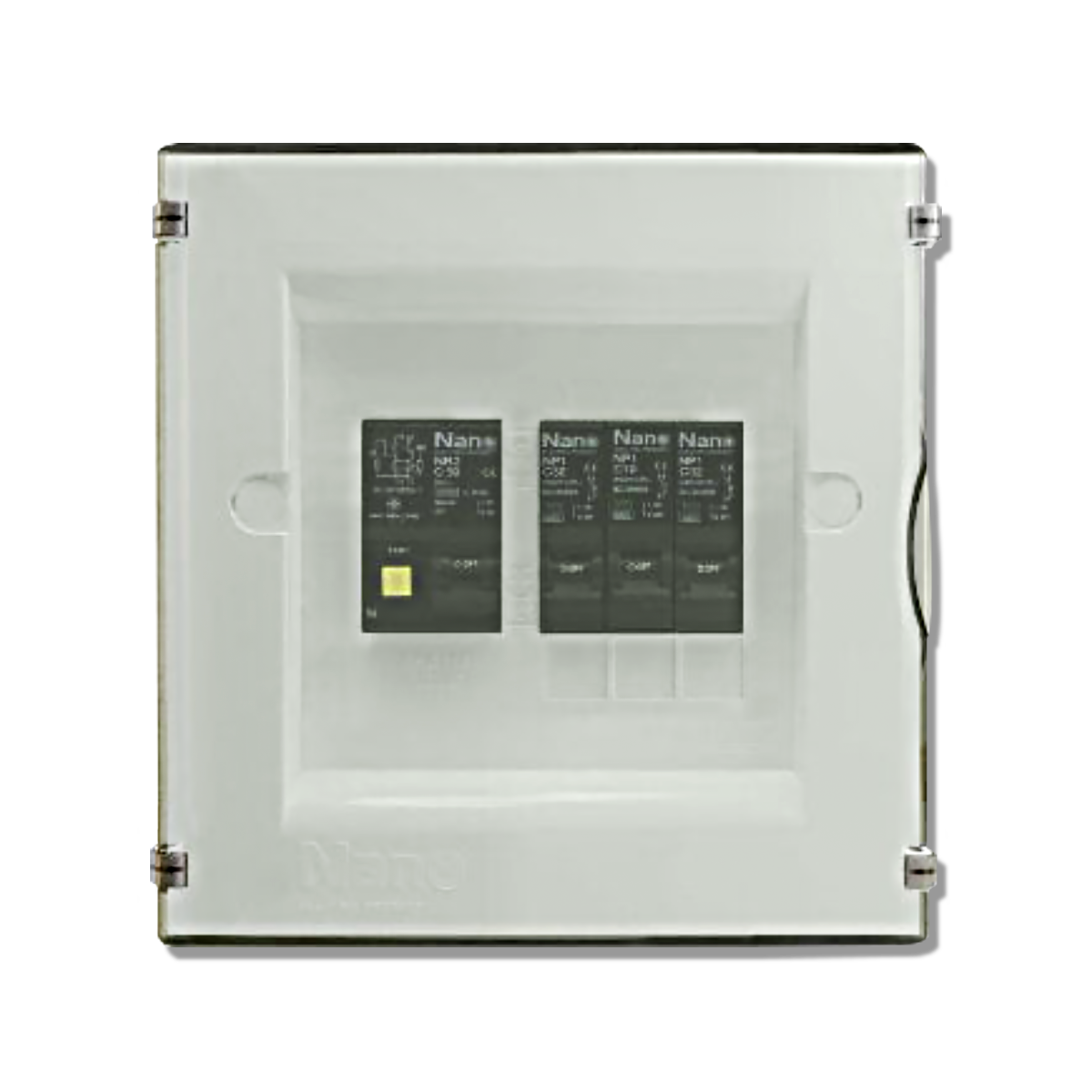 NANO ตู้คอนซูมเมอร์ยูนิต (LS Series-Plug on) RCBO 2 Pole 10kA+ลูกย่อย 3 ลูก ฝาดำใส