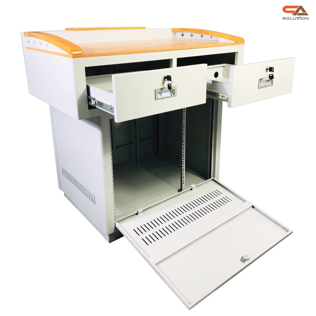 CLEARANCE SALE!โพเดียมโรงเรียน โพเดียมเหล็ก โพเดียมอาจารย์ โพเดียมเลคเชอร์ ขนาด 100X70 cm.TOPไม้ พร้อมลิ้นชัก (สินค้าตัวโชว์)