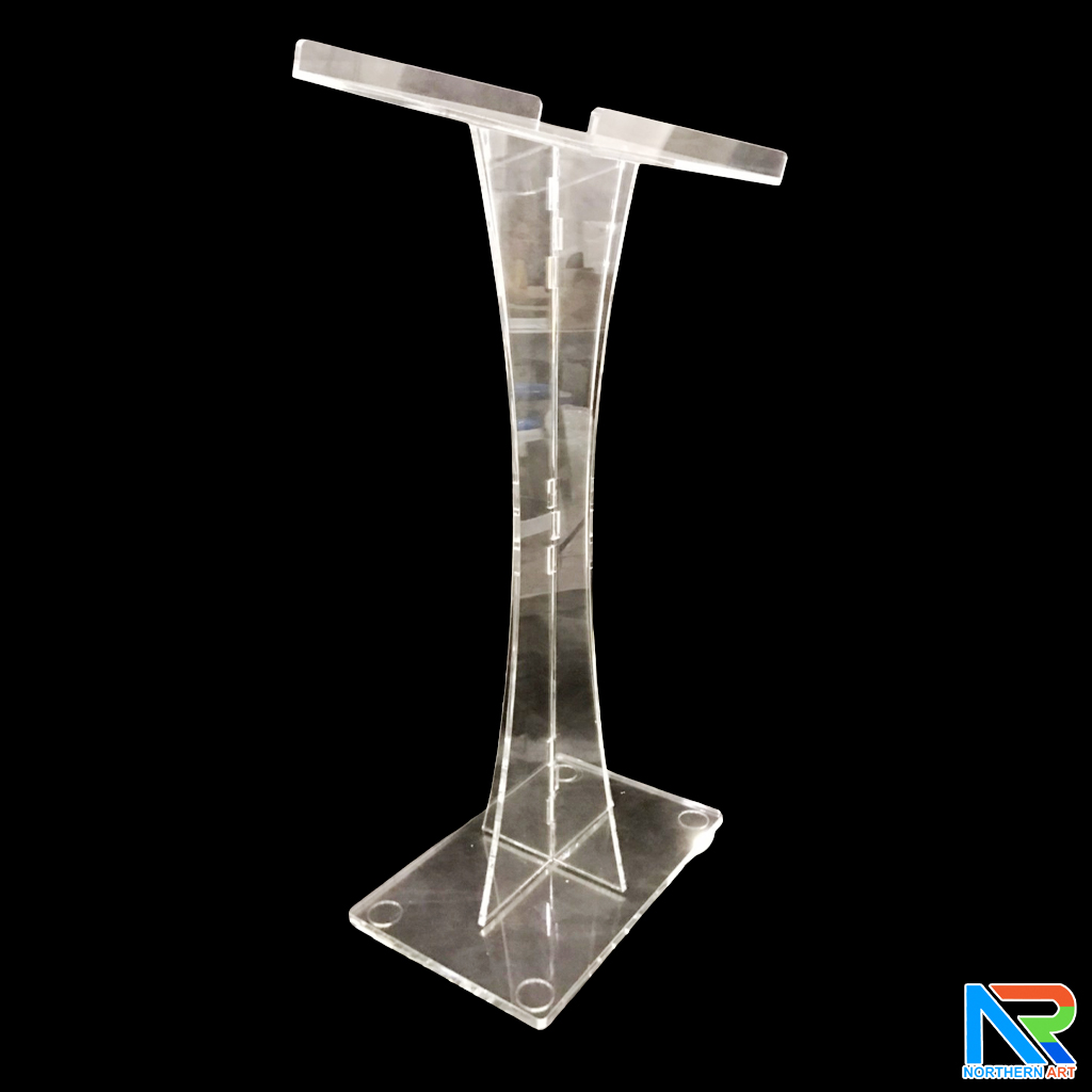 โพเดียม อะคริลิคใส AC-03 ขนาด (W)50 x (L)44 x (L)120 cm. TOP เอียงพร้อมกันตก วัสดุอะคริลิคใส หนา 10-20 มม.