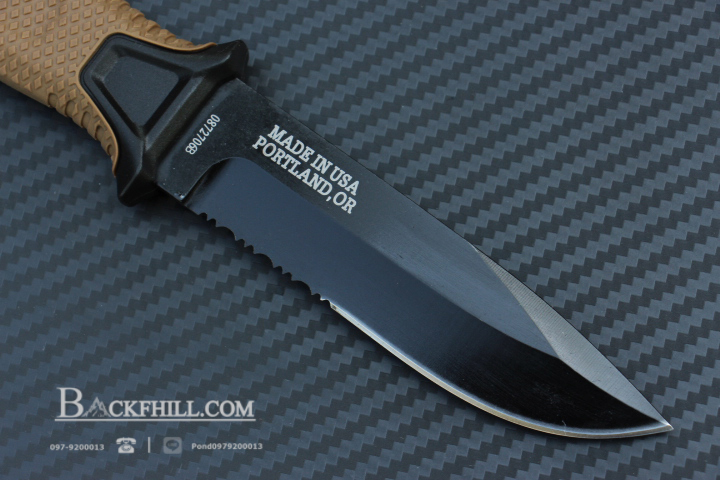 มีดใบตายสายลุย Gerber Strong Arm Semi Serrated Fixed Blade OEM สีน้ำตาล